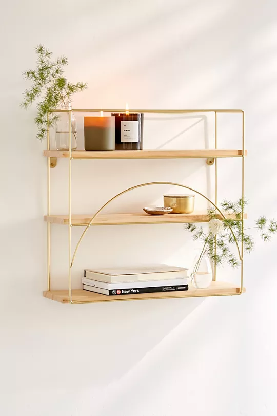 Go for a Simple Gold Shiny Storage Shelf