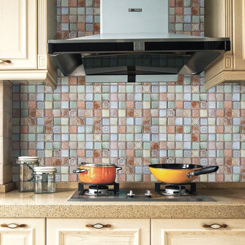 Go with a Glass Grid Mosaic in Retro Colors
