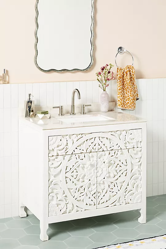 Artisan Carved Vanity for a Modern Boho Vibe