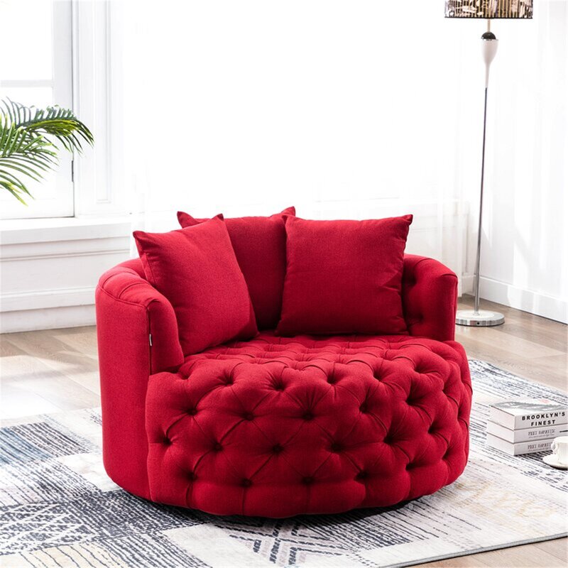 Try a Tufted Seat That's Round and Red