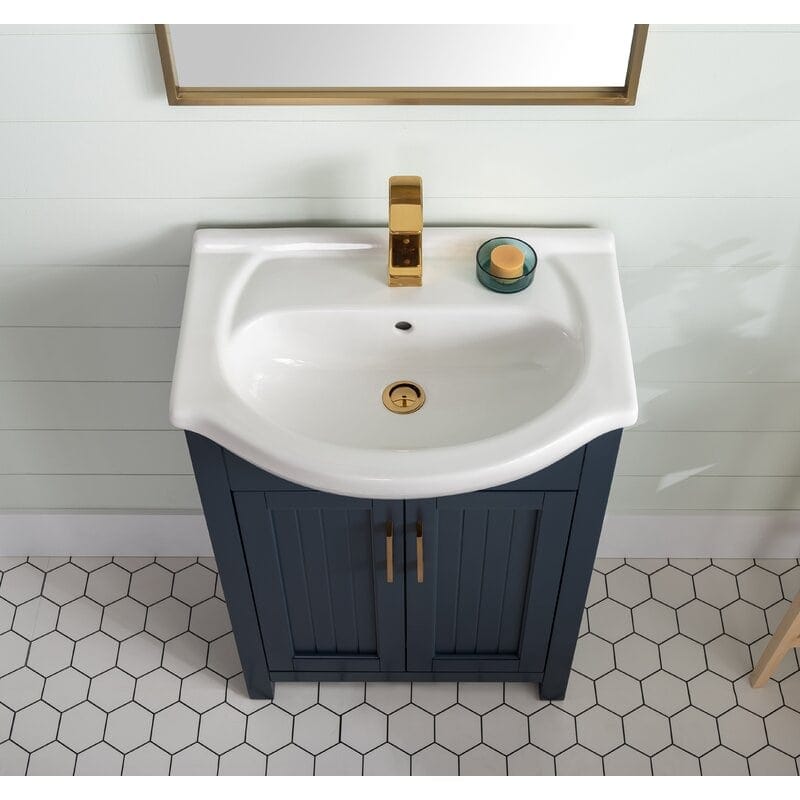 Add an Elegant Curved Farmhouse Sink in Midnight Blue