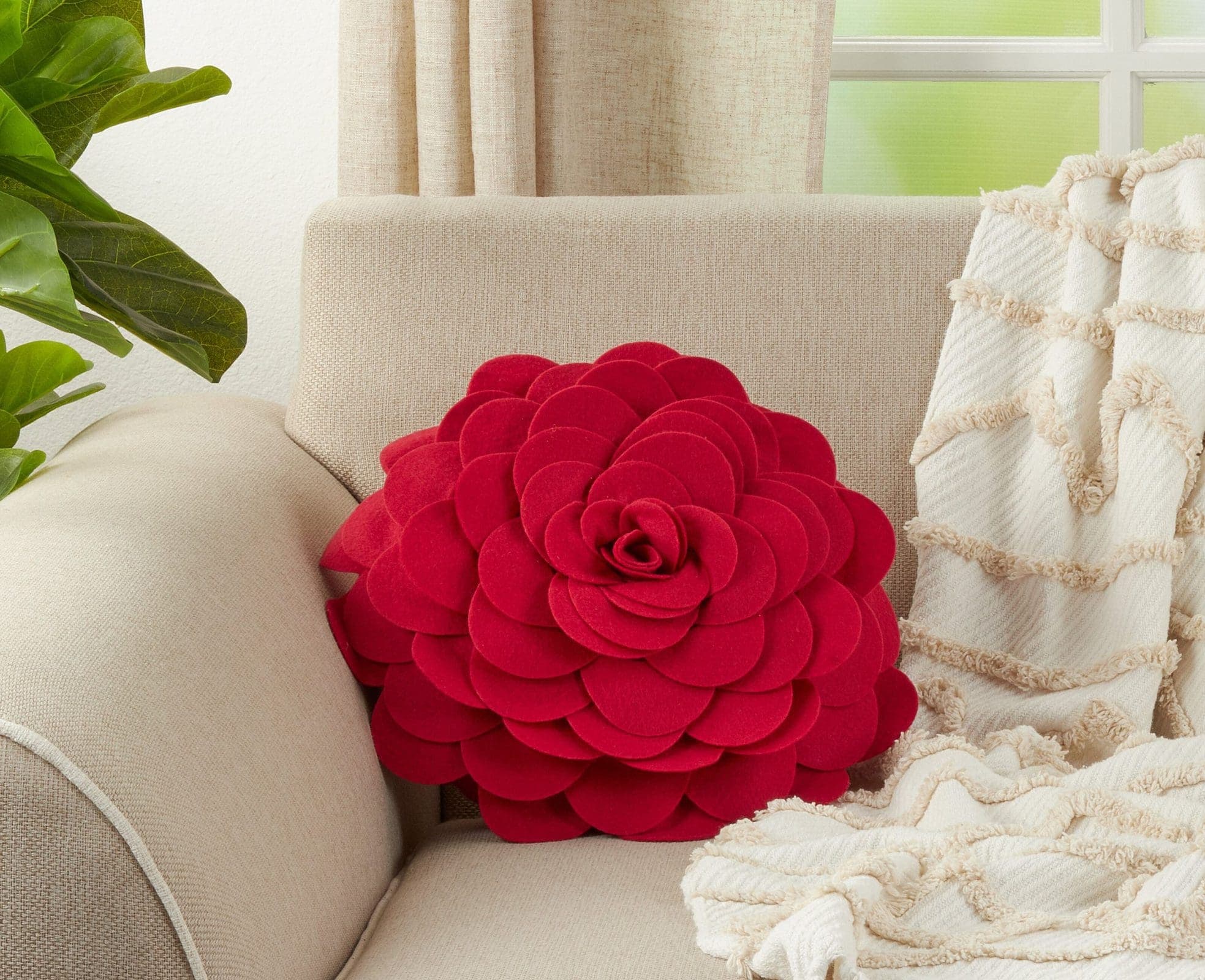 Red Floral Decorative Pillows