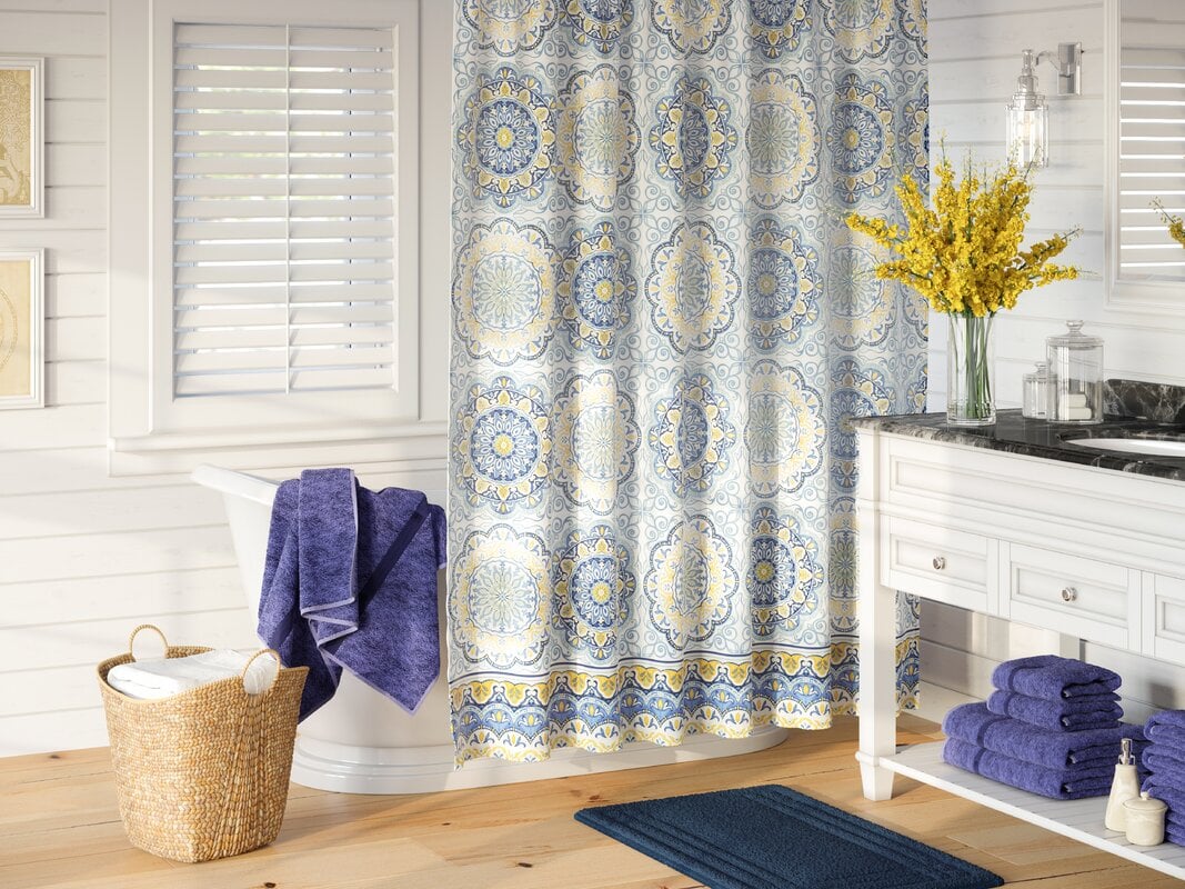 Add Interest with a Patterned Shower Curtain