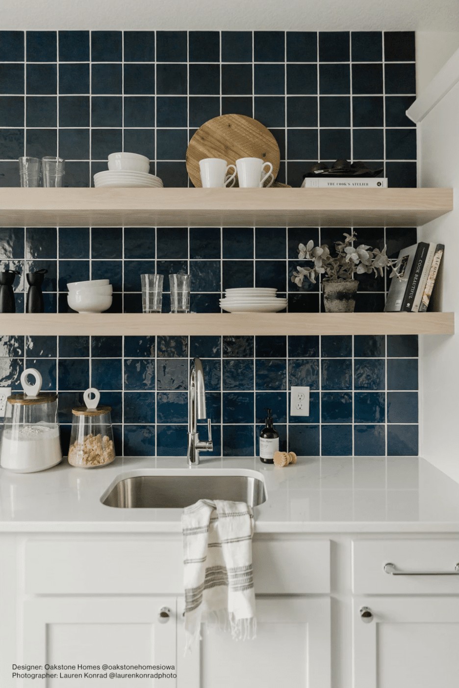 Blue Tile With White Grout