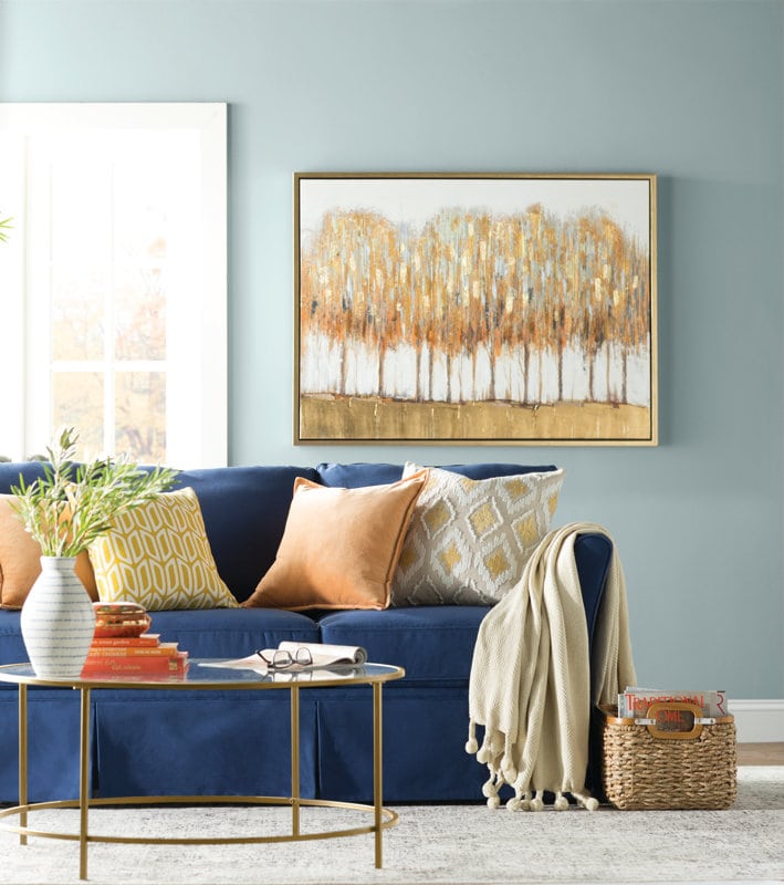 Accent pillows for navy blue outlet couch