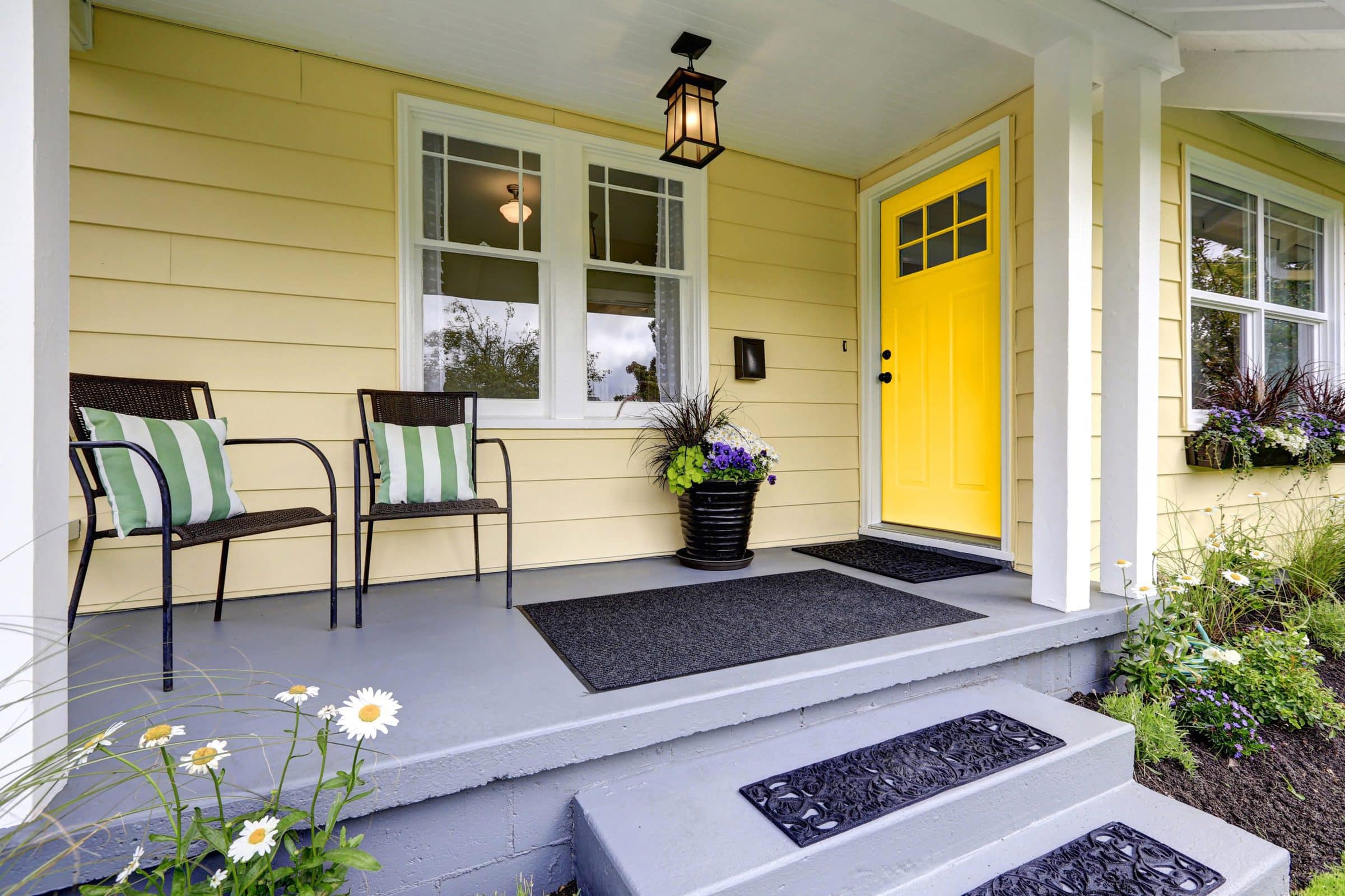 front door colors for yellow house with brown trim