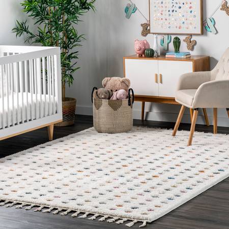 Bring in Muted Color with a Polka Dot Rug