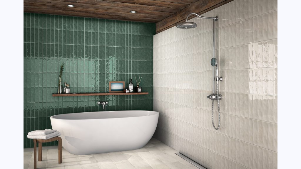 11 Green Tile With Gray Grout