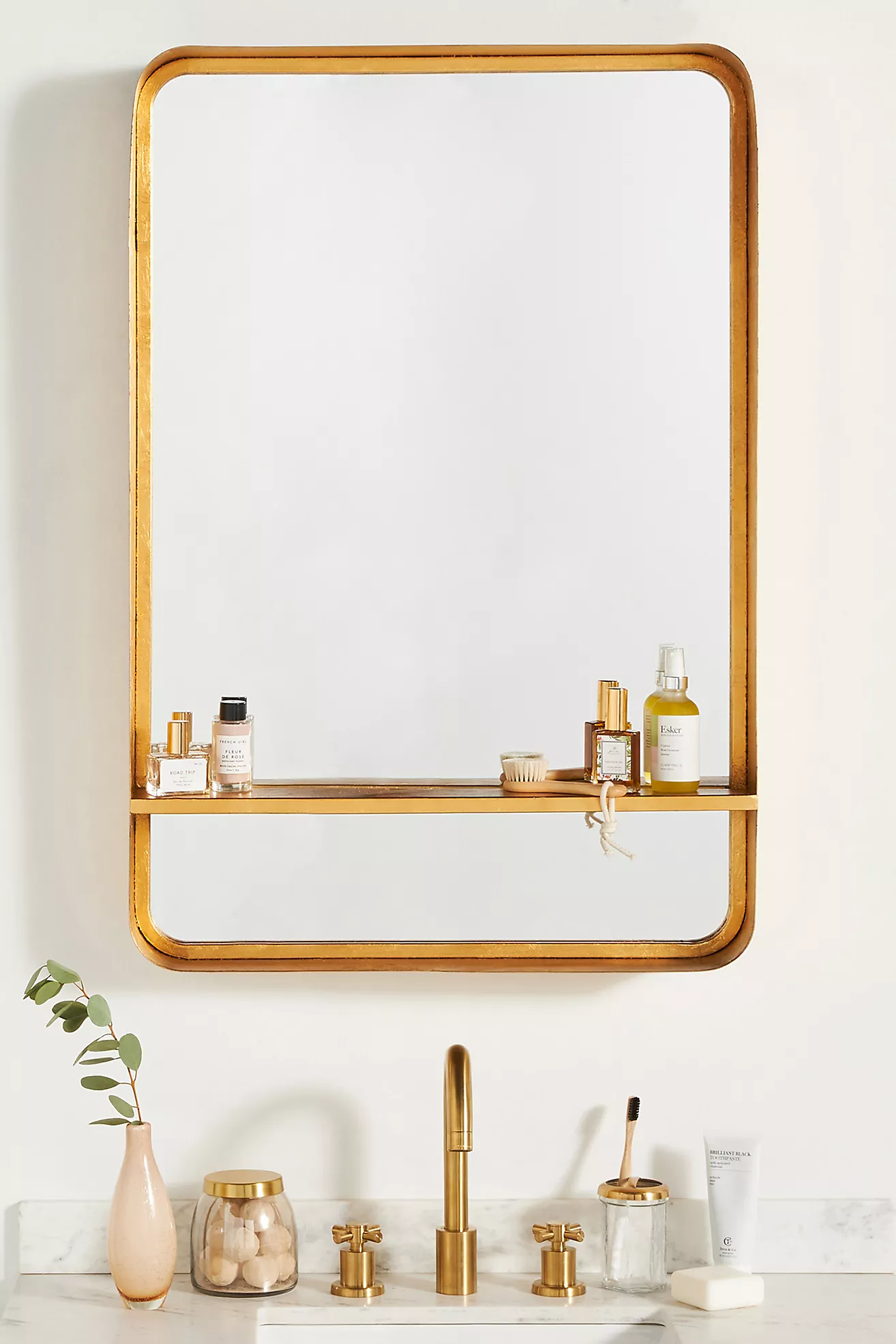 Create Space with a Mirrored Shelf