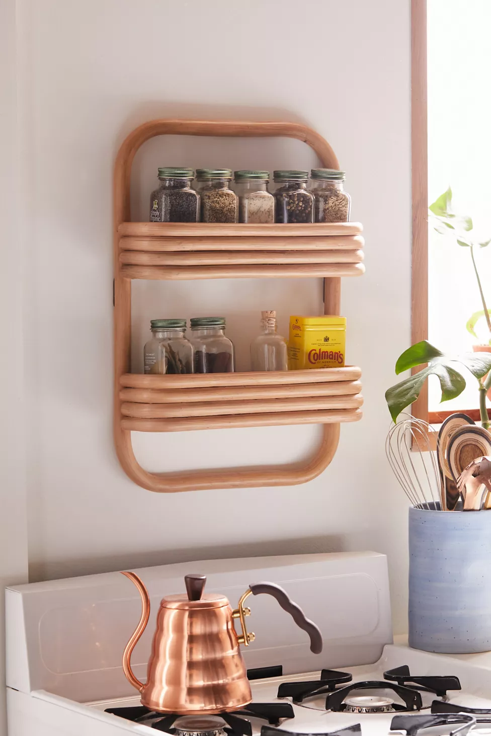 Rattan Wall Spice Rack