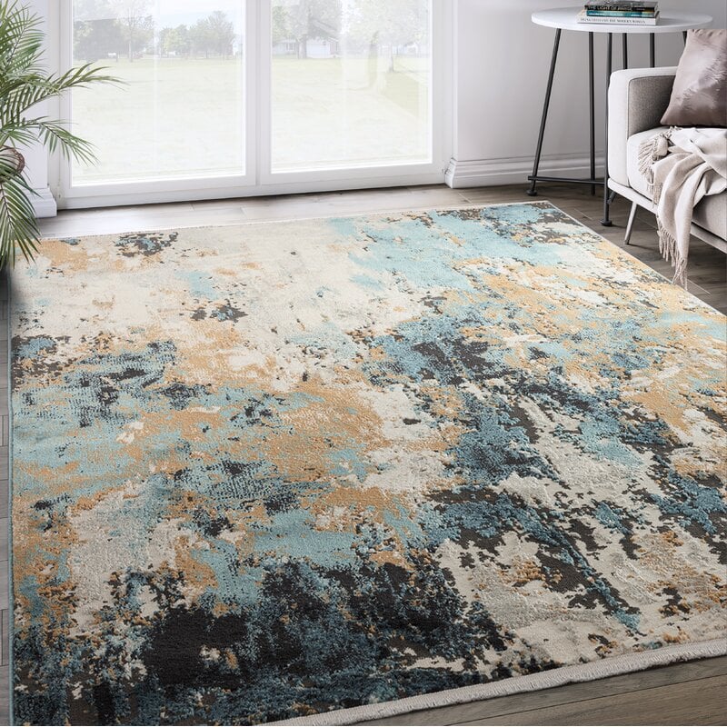 Gray and Yellow Area Rug