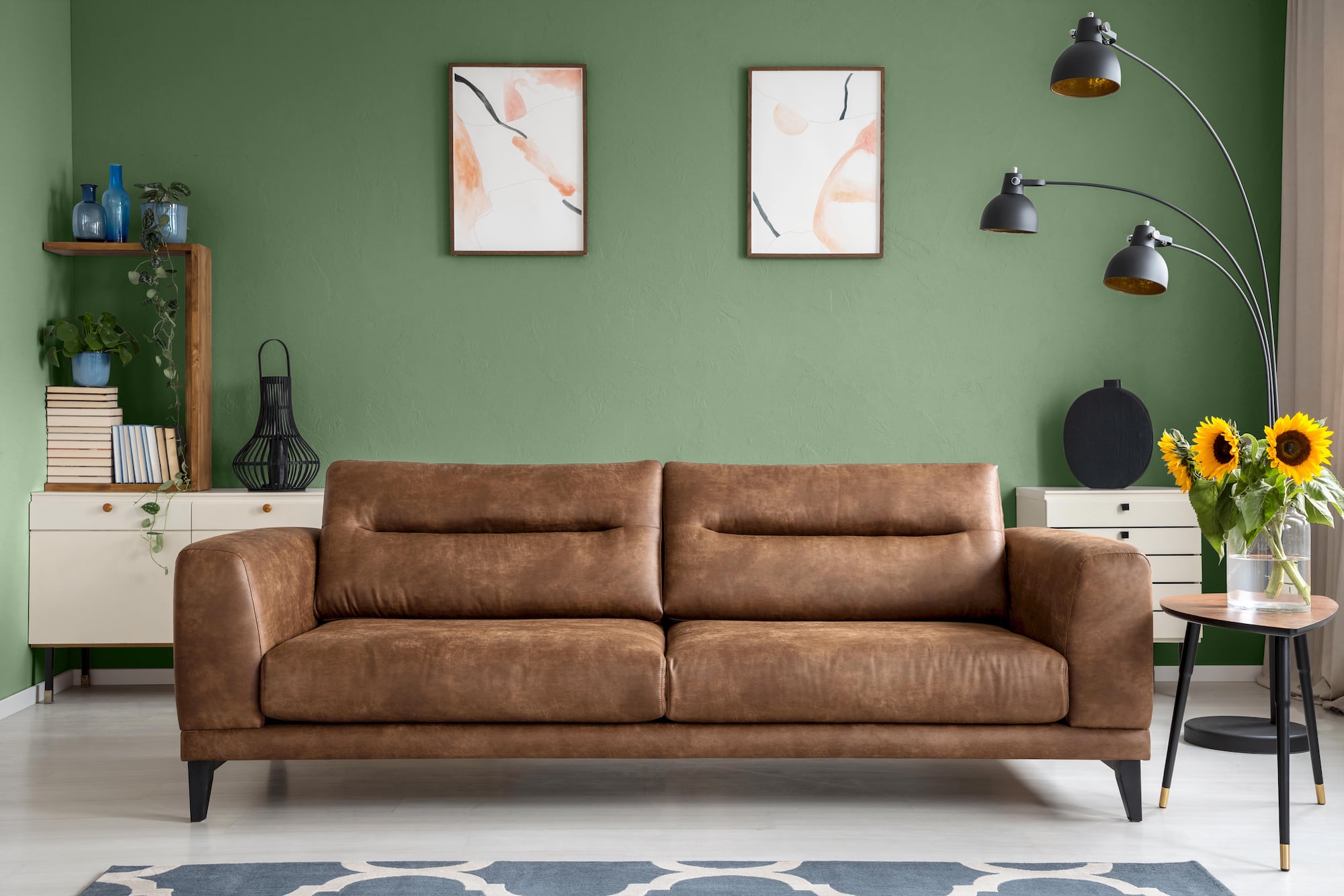 What Colour Sofa Goes With Dark Green Walls