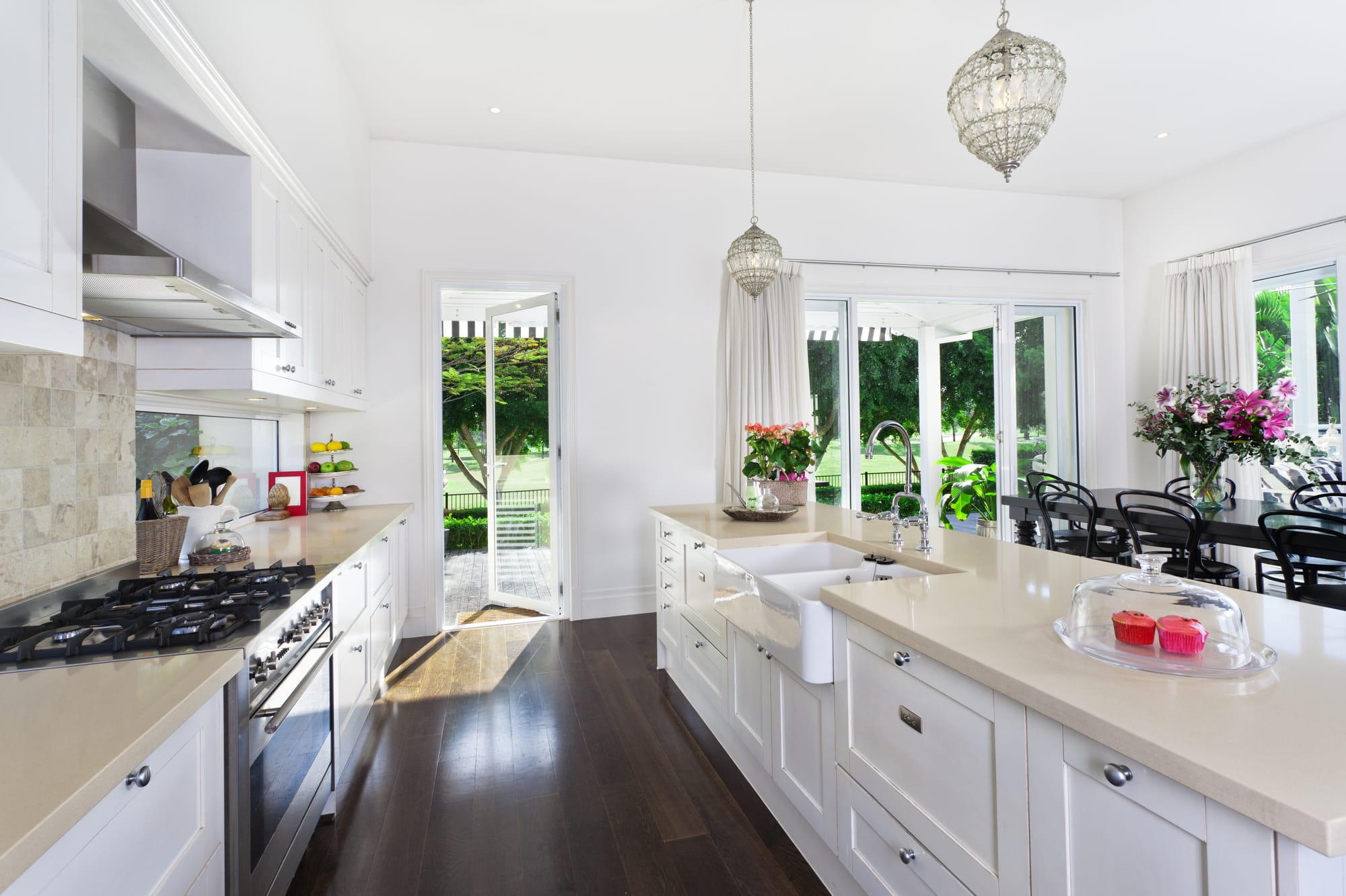 Balance Dark Floors with a Light Tan Counter