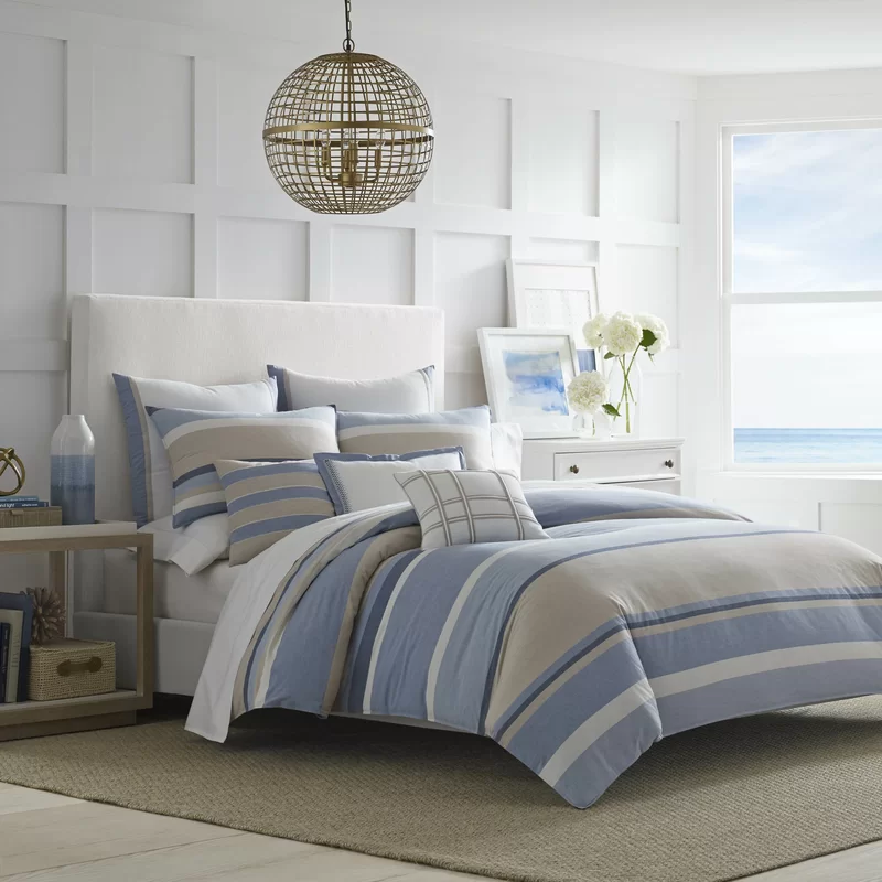 Coastal Gray and White Bedroom