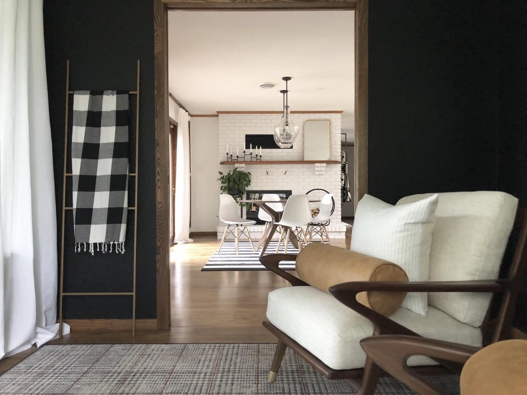 Warm Black and White Living Room