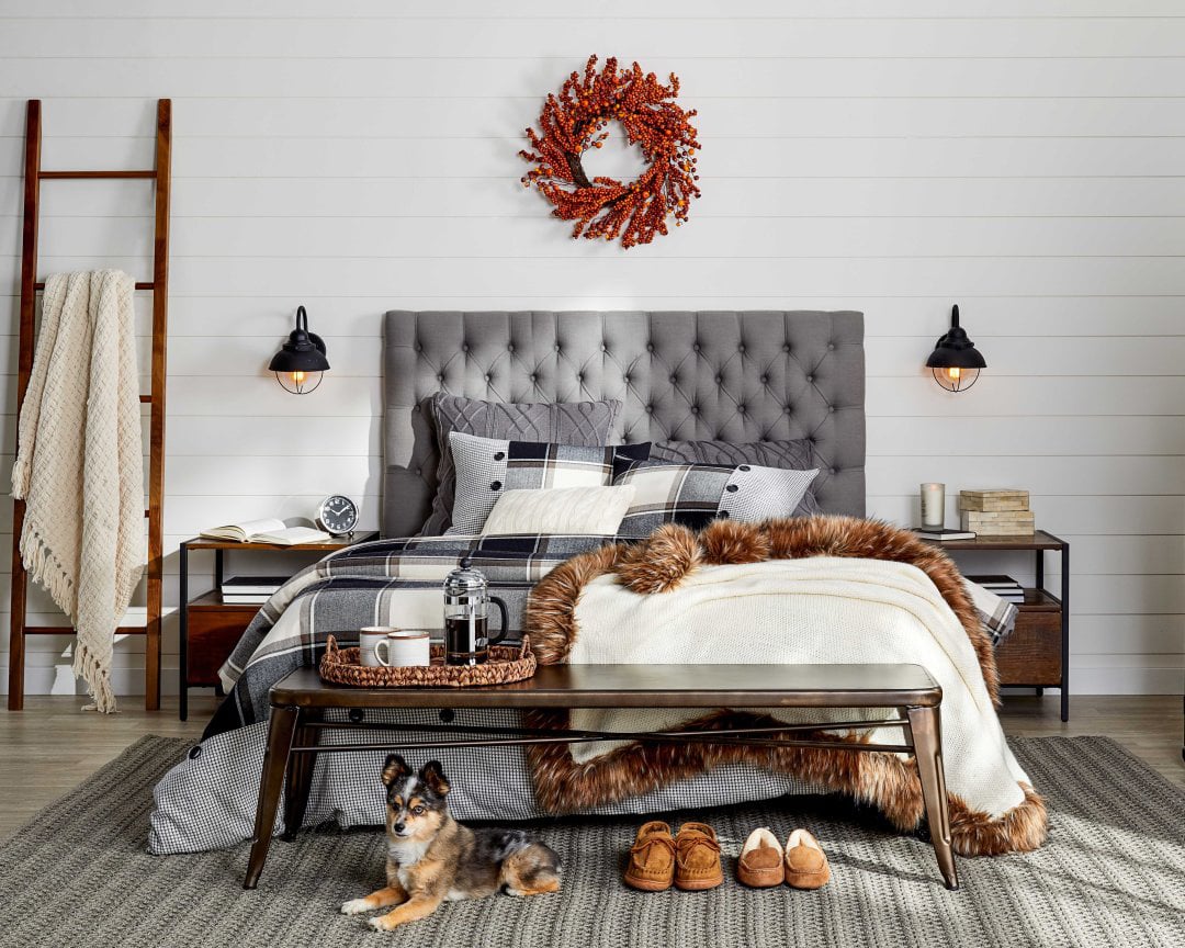 Gray and Black ‘Fall’ Look Bedroom