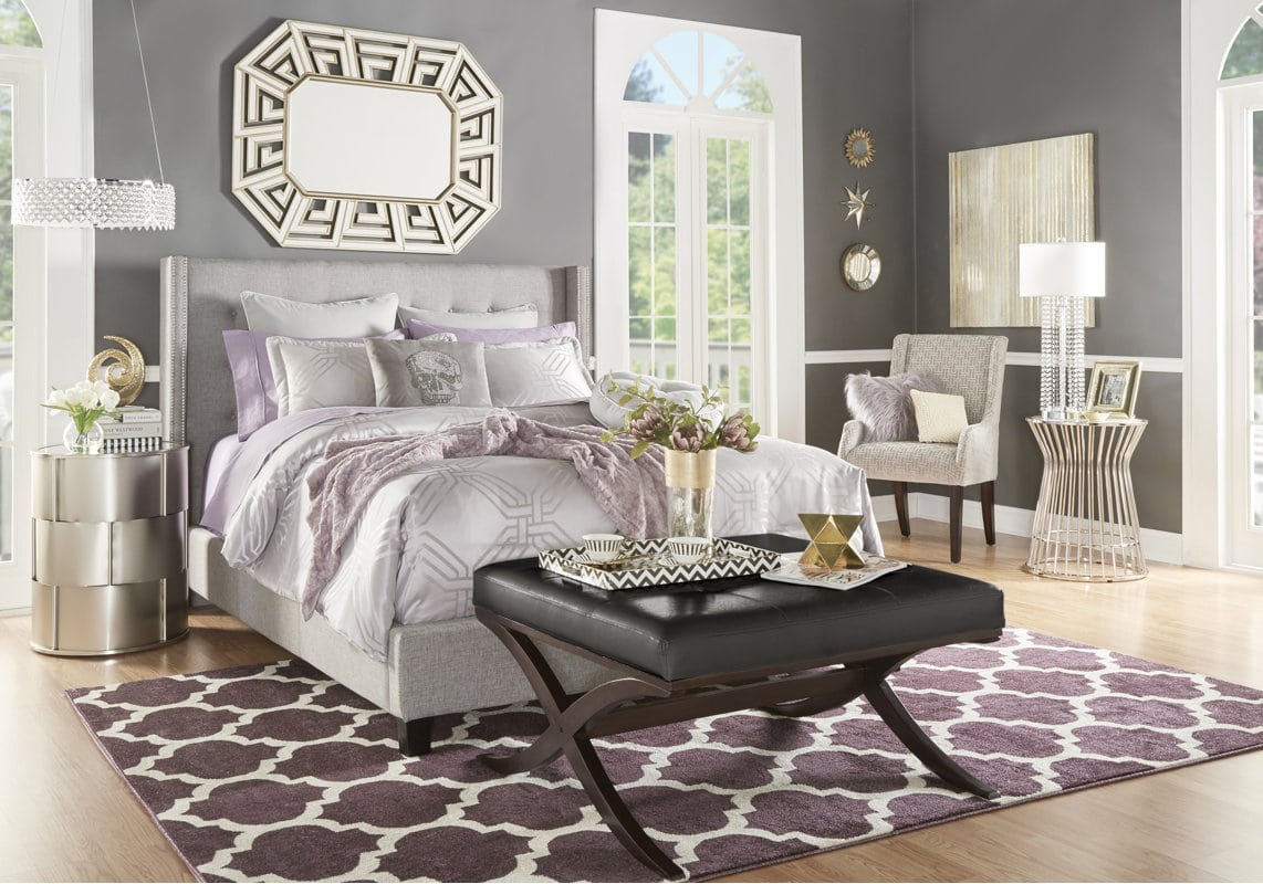 Feminine Gray Modern Bedroom