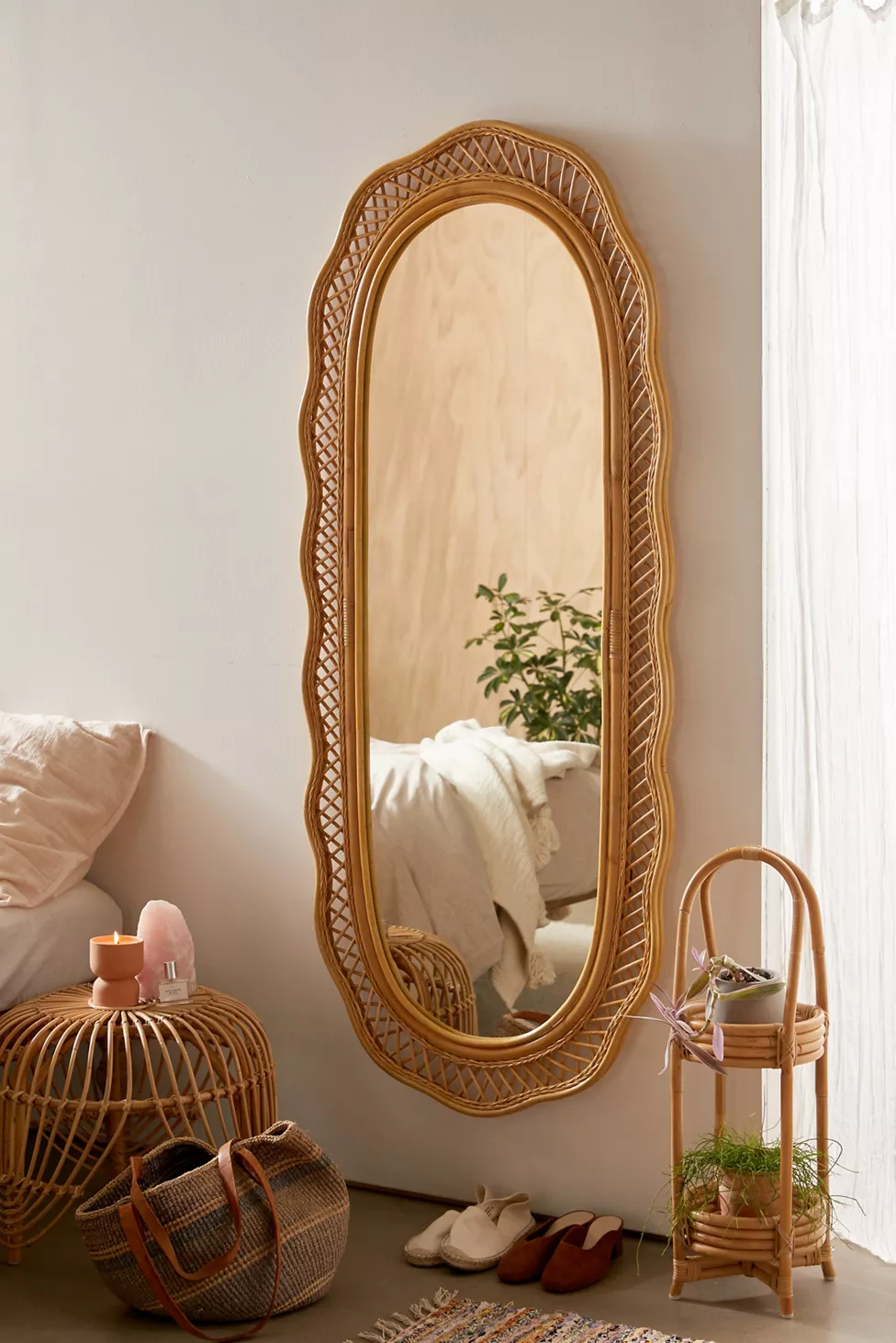 Accent the Wall with a Long Mirror