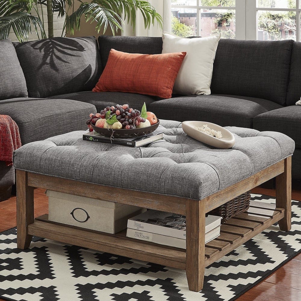 Complement Your Black Sofa with a Gray Ottoman Table