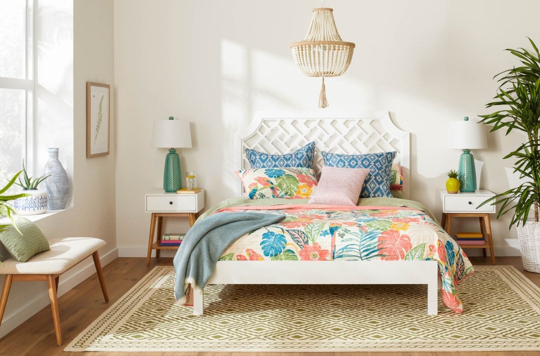 Bohemian Pink and Blue Bedroom