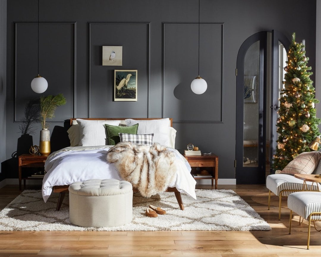 Moody Gray and White Bedroom
