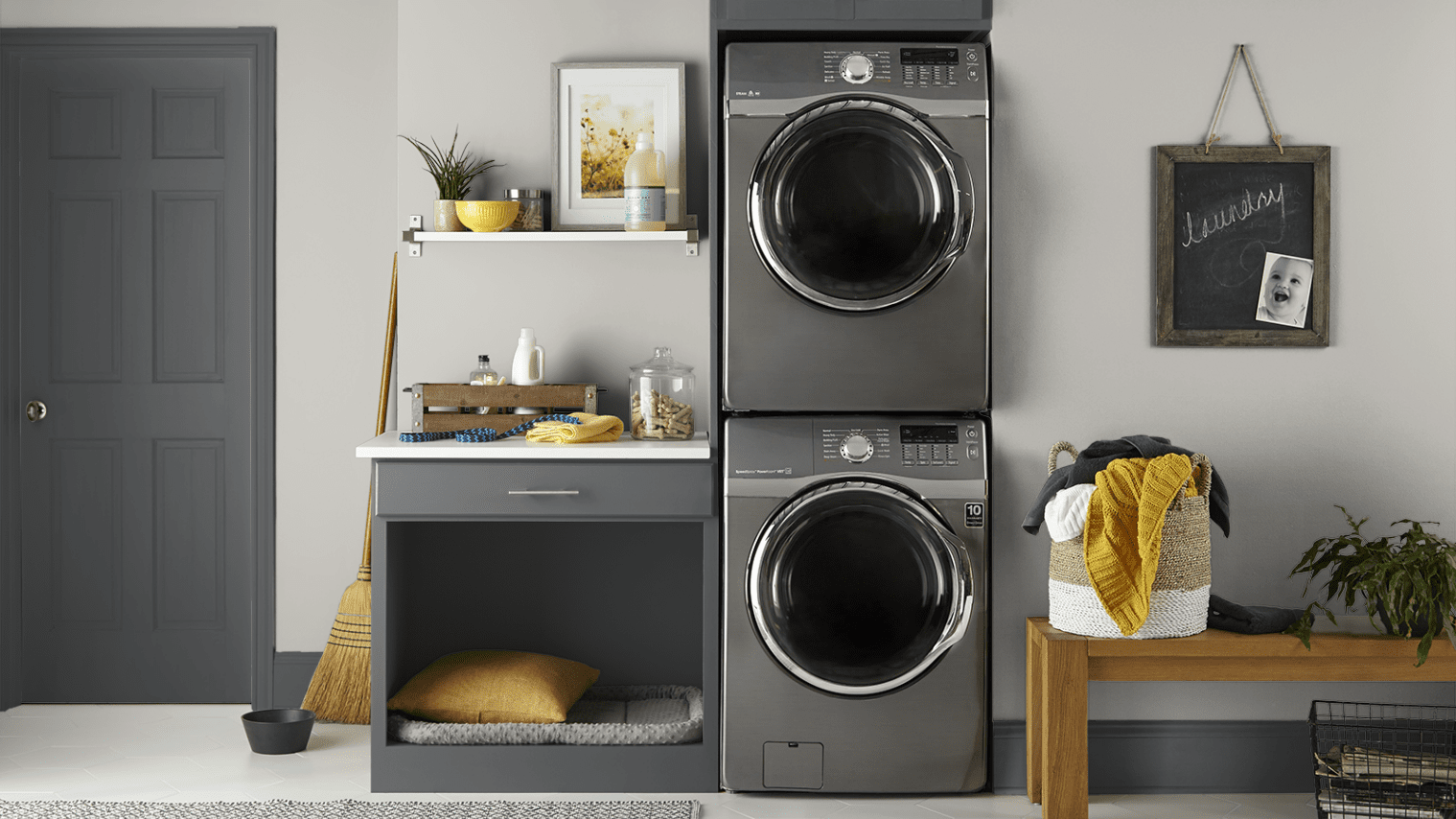 8 Chic Gray in the Laundry Room