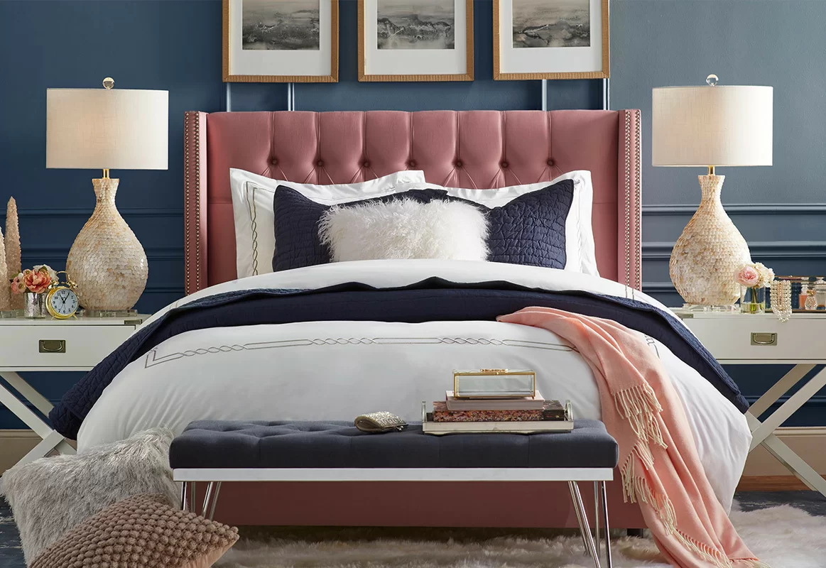 Contemporary Pink and Blue Bedroom