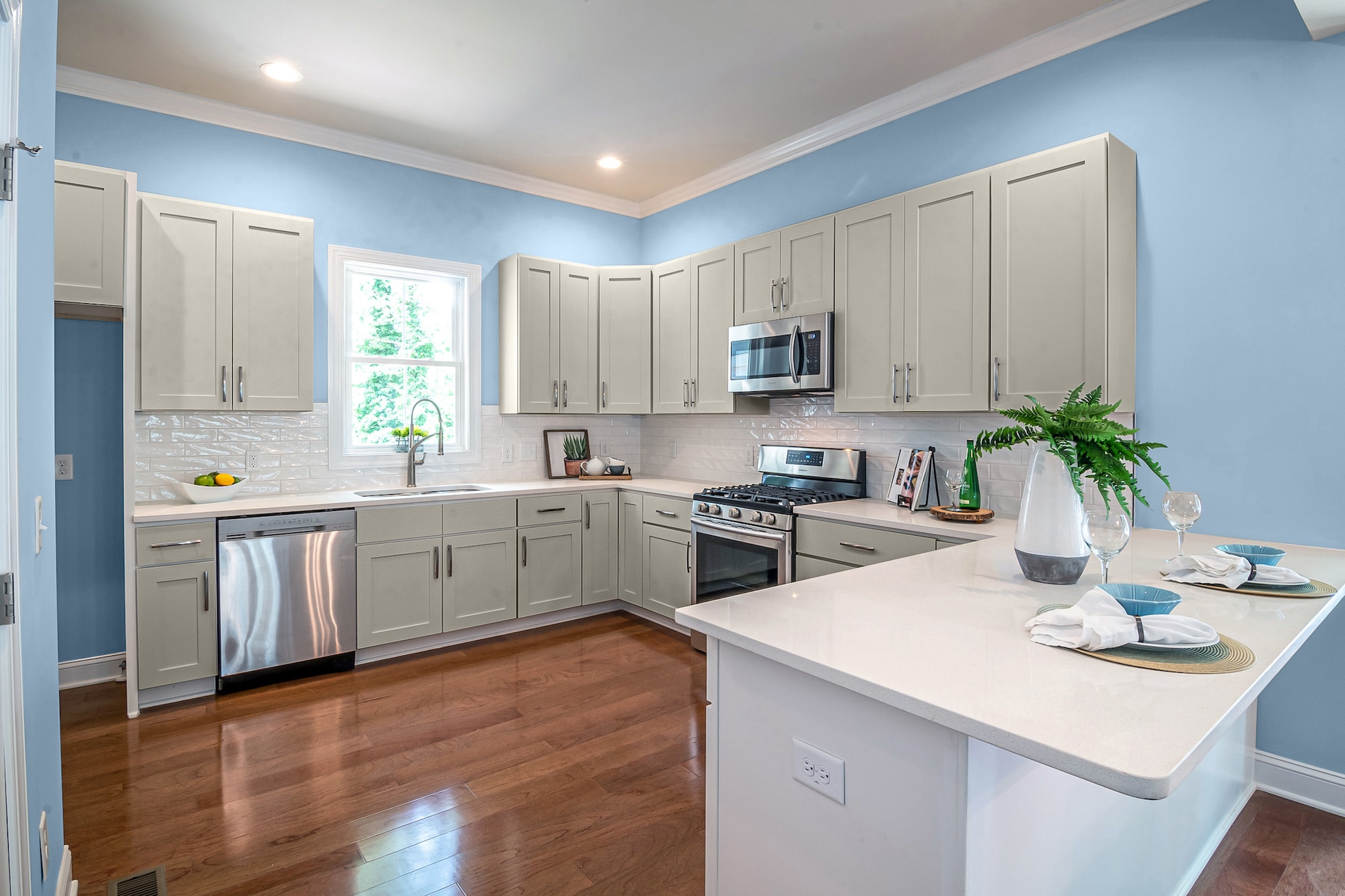 Grey Kitchen Cabinets With Light Blue Walls | www.resnooze.com