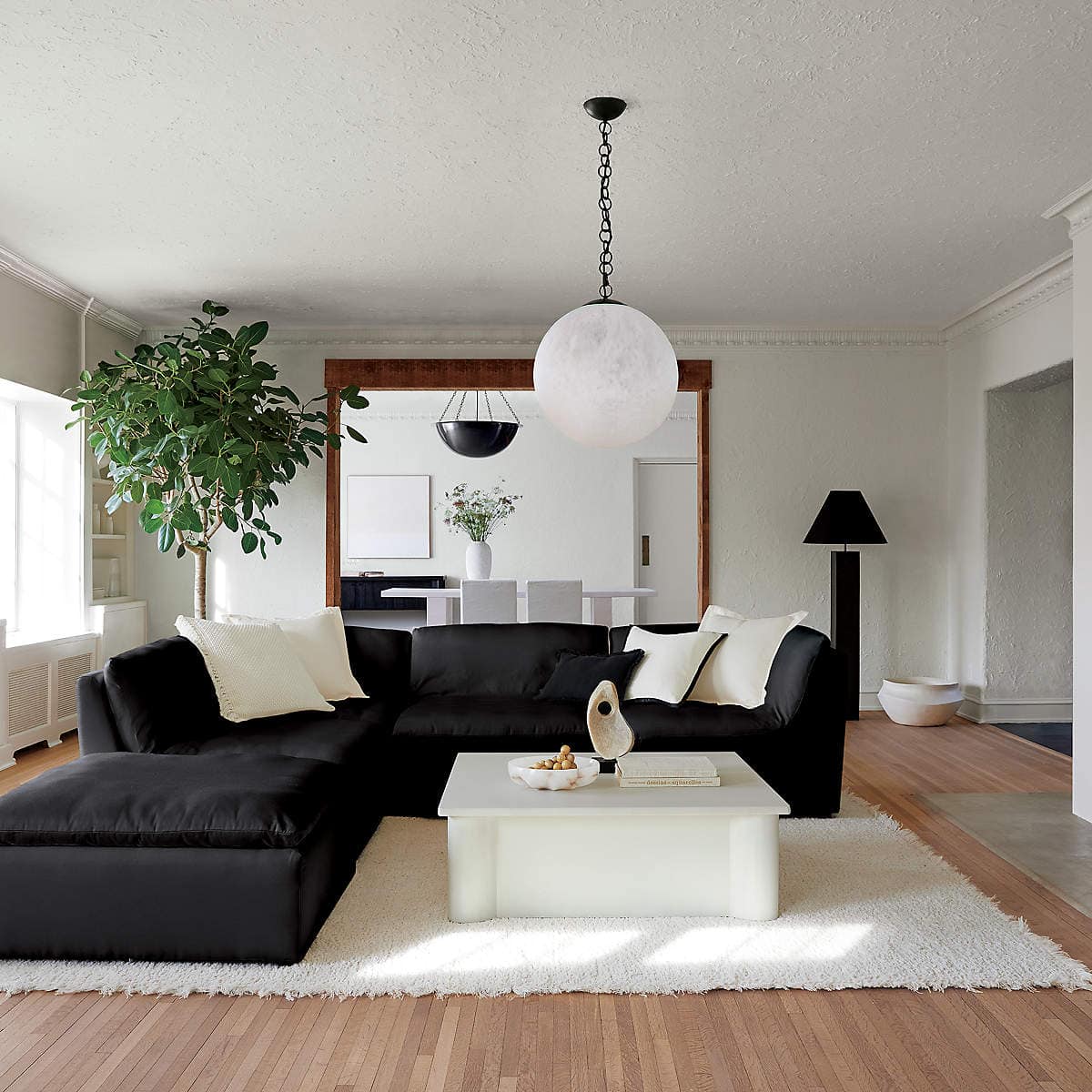 Black couch with outlet pillows