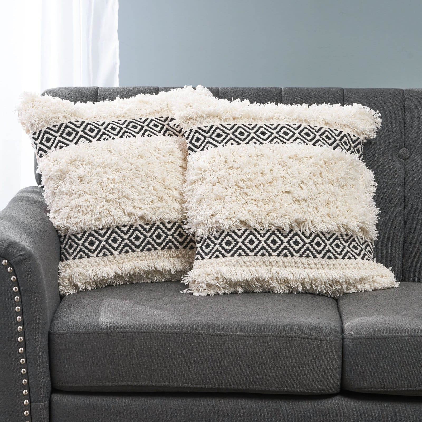 Combine Boho Pillows with a Black Couch
