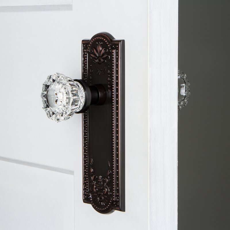 Crystal Fluted Knob with Timeless Bronze Plate