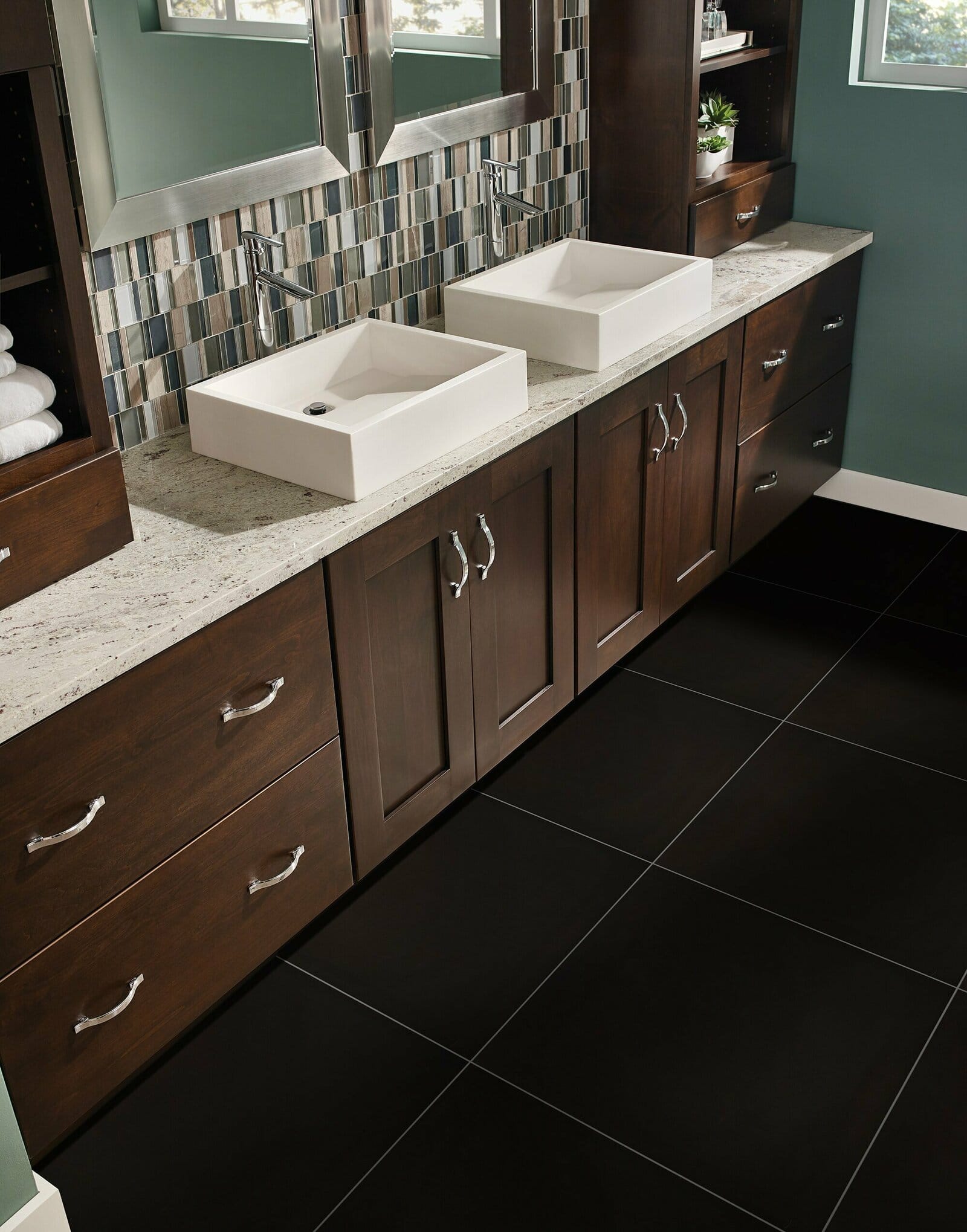 Keep a Clean Look with Large Black Porcelain Tile