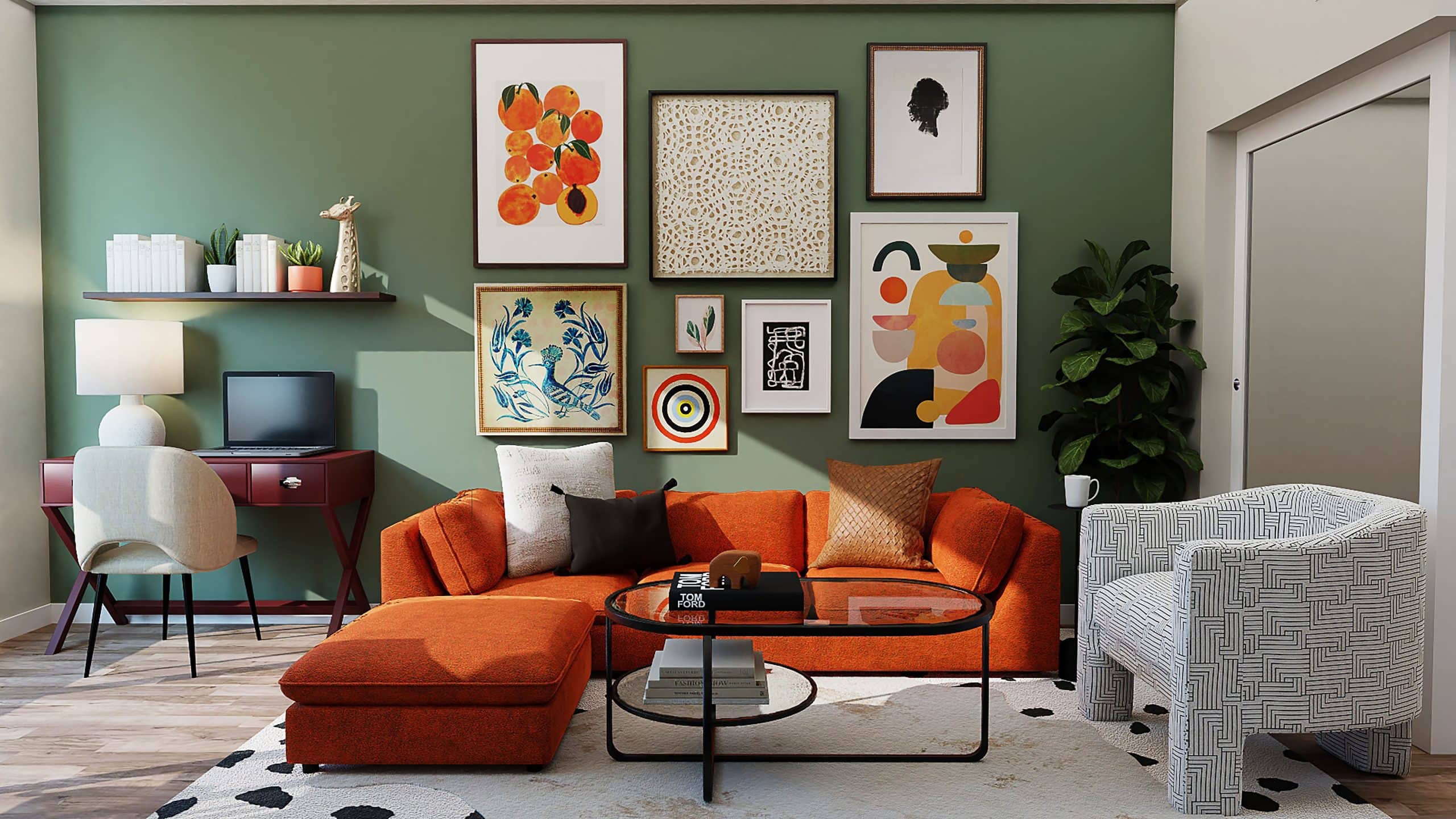 Burnt orange and gray deals living room