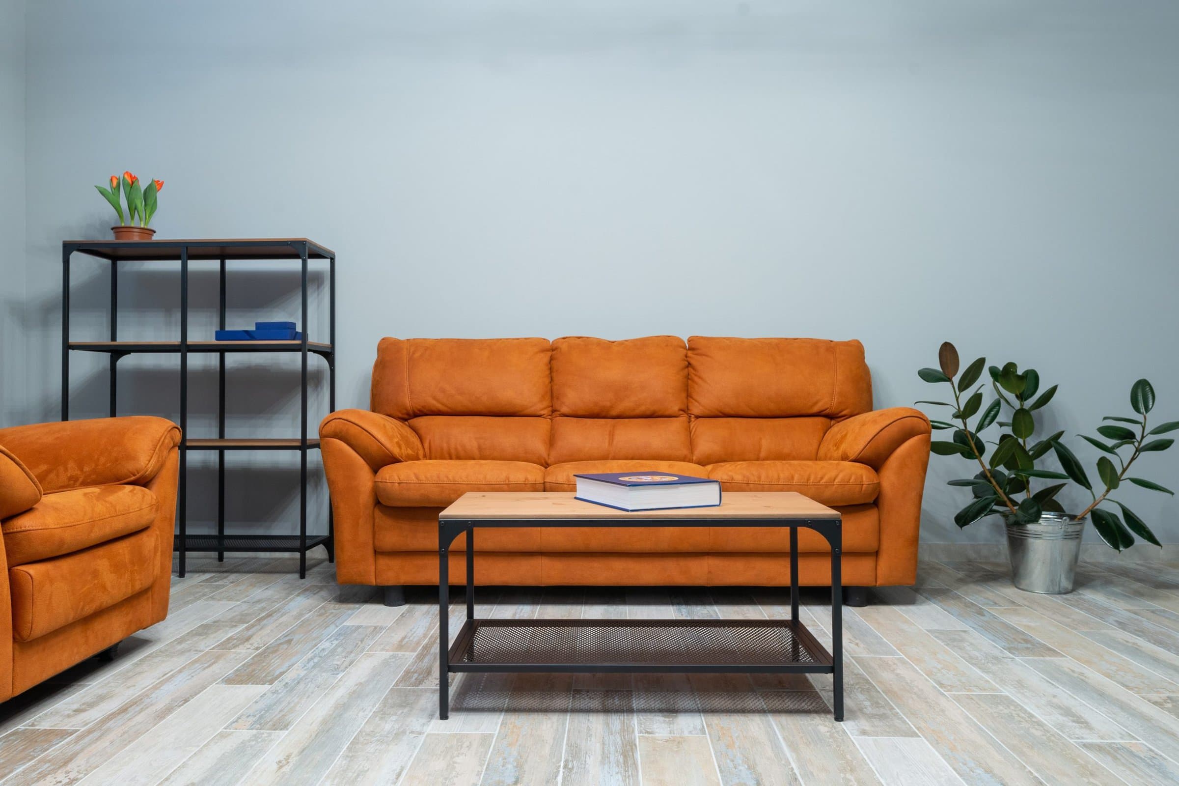  Go Bold with an Orange Sofa and Gray Floors scaled