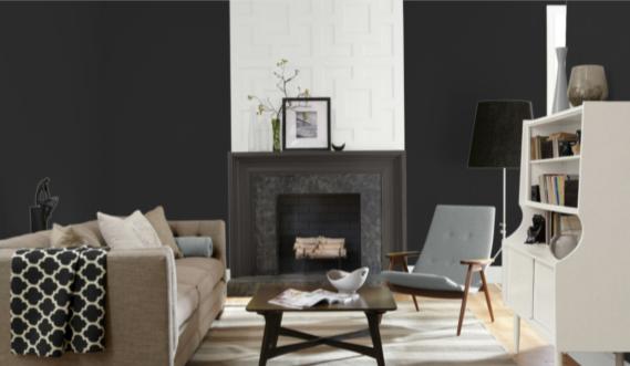  Extra White and Tricorn Black in the Living Room
