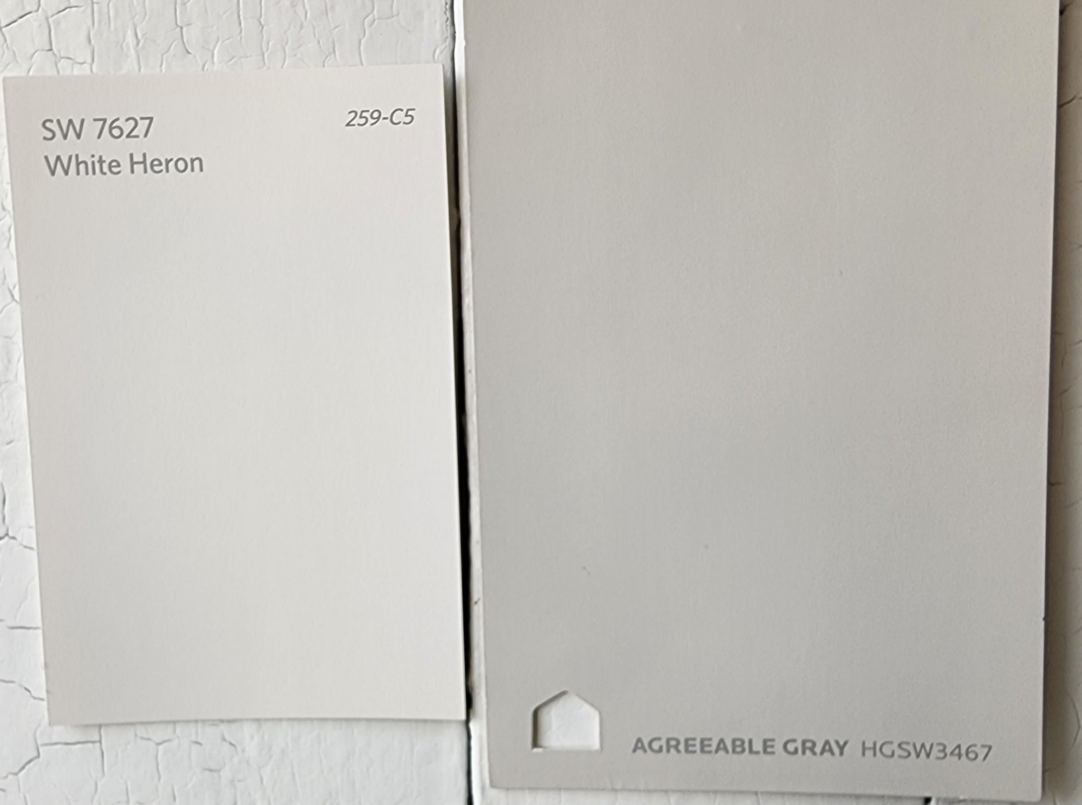  White Heron vs Agreeable Gray by Sherwin Williams