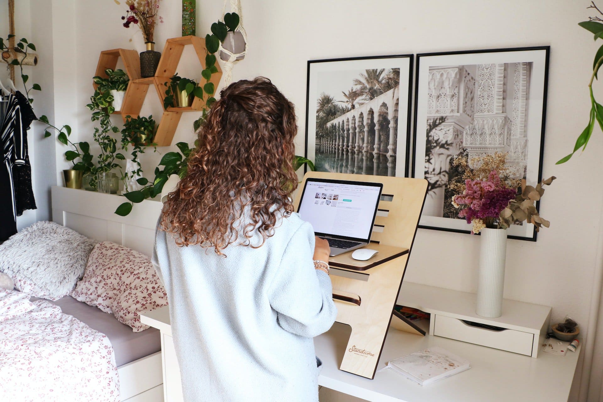  A portable standing desk is very convenient