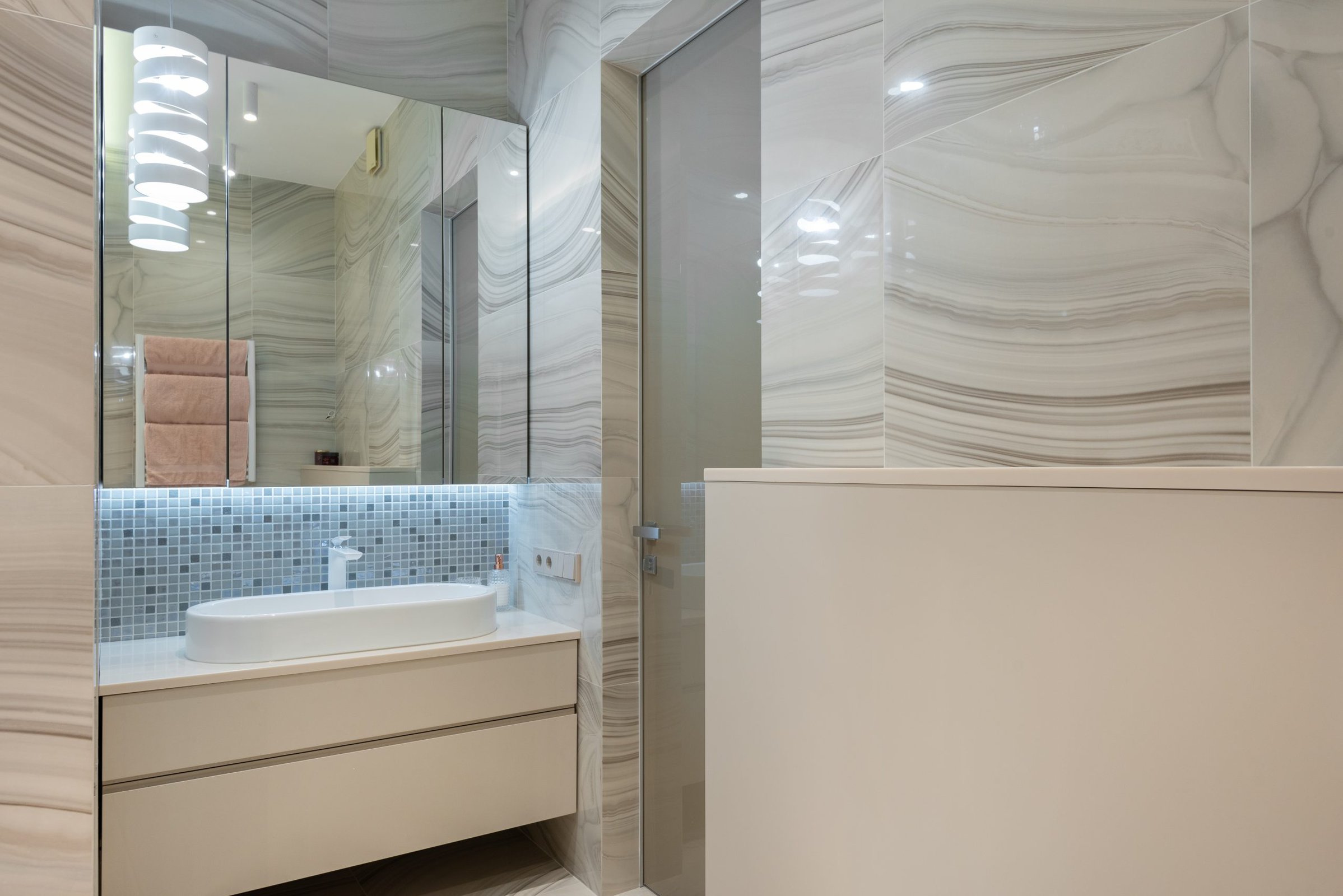  Beige and Gray Marble Bathroom Walls scaled