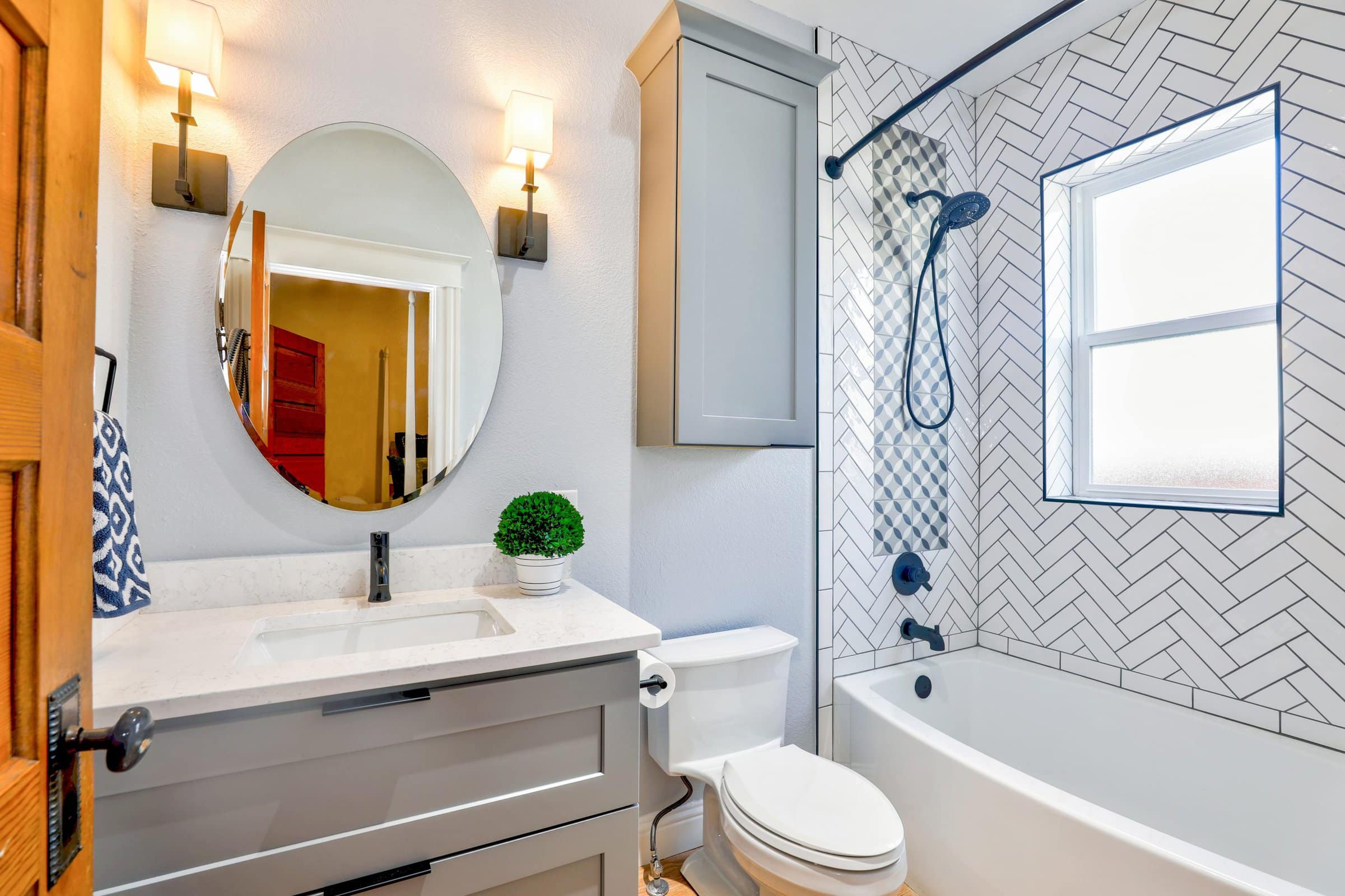  Herringbone Tiles Bathroom Ideas scaled