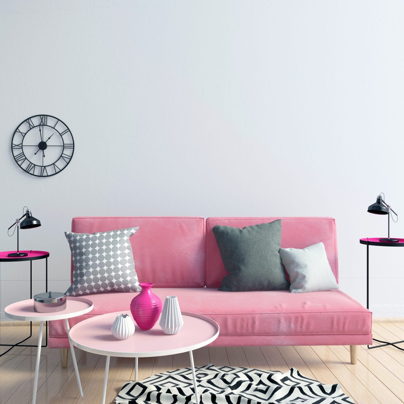 Pink and Gray Living Room Ideas